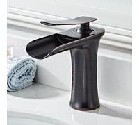 CXYWBD Black Waterfall Bathroom Basin Mixer Tap with Single Lever Handle Hot and Cold Waterfall Sink Faucet for Small Basin