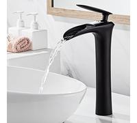 CXYWBD Black Waterfall Bathroom Sink Tap with Single Lever Handle Hot and Cold Mixer Tap for Basin for High End Bathroom