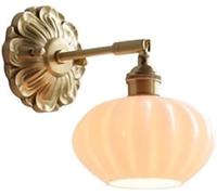 CXYWBD Brass Lamp Mid Century Wall Light Fixture Hard Wired Adjustable French Style Vintage Gold White Milk Glass for Bedroom Living Study Room,