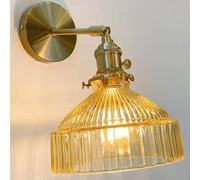 CXYWBD Brass Lamps with E26/E27 Base Glass Lampshade Sconces Personality Bedroom Bedside Wall Light for Dining Room Corridor Study,Shape3