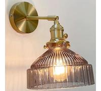 CXYWBD Brass Lamps with E26/E27 Base Glass Lampshade Sconces Personality Bedroom Bedside Wall Light for Dining Room Corridor Study,Shape4