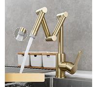 CXYWBD Brass Pot Filler Faucet Deck Mounted Triple Joint Swing Arm Kitchen Faucet with Hot and Cold Water Brushed Finish Extendable and Foldable 2 Functions