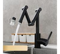 CXYWBD Brass Pot Filler Faucet with Three Section Extension Deck Mounted Folding Kitchen Faucet with Triple Joint Swing Arm for Hot and Cold Water 2 Function Black