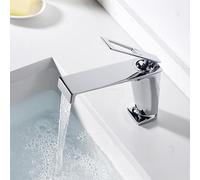 CXYWBD Brass Waterfall Bathroom Faucet Single Hole Basin Mixer Tap for Sink Elegant Hot and Cold Water Chrome Finish