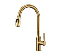CXYWBD Brushed Gold and Black Kitchen Faucet with Pull out Sprayer Single Handle Single Hole Sink Mixer Faucet Hot and Cold Water Dispenser