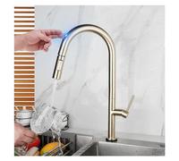 CXYWBD Brushed Gold Kitchen Sink Faucets Touchless Sensor Faucet Chrome Pull out Sprayer Hot Cold Water Mixer Tap Automatic Smart Kitchen Faucet