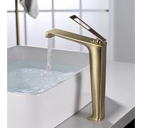 CXYWBD Brushed Gold Waterfall Bathroom Faucet Single Hole Brass Basin Mixer Tap Elegant for Sink Cold and Hot Water