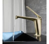 CXYWBD Brushed Gold Waterfall Bathroom Sink Faucet Single Hole Brass Basin Mixer Tap Cold and Hot Water Elegant