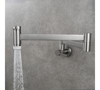 CXYWBD Brushed Stainless Steel Wall Mount Swivel Double Joint Spout Pot Filler Faucet Single Cold Water Kitchen Tap with Dual Mode Kitchen Mixer Tap for Easy Filling and Convenient Use