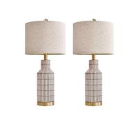 CXYWBD Ceramic Bedside Farmhouse Table Lamp Decorating Room Office Dormitory Bedroom, 24.5 Inch Suitable for bedrooms, Living Rooms, Offices, Book(25"-Washed White-2TU)