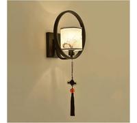 CXYWBD Chinese Style Retro Lamp Light, Antique Black Wall Ceramics/Fabric Shade Compatible with Restaurant Cafe Bedroom Living Room Corridor E27 Lighting Fixtures, chandel