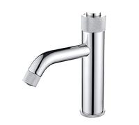 CXYWBD Chrome Bathroom Sink Faucet with Push Button Single Hole Brass Basin Mixer Tap for Hot & Cold Water Deck Mounted Lavatory Faucet for Vanity Sink