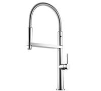 CXYWBD Chrome Brass Kitchen Faucet with Pull Down Sprayer and 306° Rotating Single Handle Hot and Cold Water Mixer Tap for Kitchen