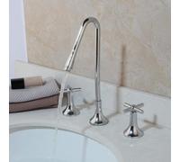CXYWBD Chrome Polished Bathroom Basin Faucet with 2 Handles and 3 Hole