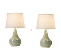 CXYWBD Classic Ceramic Table Lamp Set of 2 with Rocker Room, Bedroom Nightstand and Office Suitable for bedrooms, Living Rooms, Offices, Book(Sage Green;White Lampshade)
