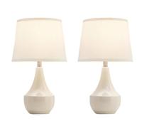 CXYWBD Classic Ceramic Table Lamp Set of 2 with Rocker Room, Bedroom Nightstand and Office Suitable for bedrooms, Living Rooms, Offices, Book(Cream;White Lampshade)