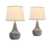 CXYWBD Classic Ceramic Table Lamp Set of 2 with Rocker Room, Bedroom Nightstand and Office Suitable for bedrooms, Living Rooms, Offices, Book(Grey;White Lampshade)