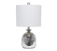 CXYWBD Coastal-Style Table Lamp with A Clear Glass Base White Shade, Bedroom and Home Interiors. Suitable for bedrooms, Living Rooms, Offices, Book(Metallic Gray+Gray)