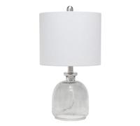 CXYWBD Coastal-Style Table Lamp with A Clear Glass Base White Shade, Bedroom and Home Interiors. Suitable for bedrooms, Living Rooms, Offices, Book(Smokey Gray+Gray)