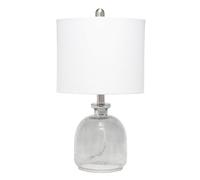 CXYWBD Coastal-Style Table Lamp with A Clear Glass Base White Shade, Bedroom and Home Interiors. Suitable for bedrooms, Living Rooms, Offices, Book(Smokey Gray+White)