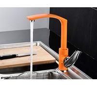 CXYWBD Colorful Kitchen Faucet Mixer Deck Mounted Basin Short Taps Hot and Cold Rotating Copper Basin Faucet (Black/Green/Red/Orange/White)