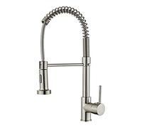 CXYWBD Commercial Brass Kitchen Faucet with 2 Function Pull Down Sprayer Hot and Cold Water ° Rotation Brushed Stainless Steel