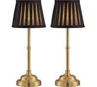 CXYWBD Cordless 2-Piece Fabric Lampshade Table Lamp, Rechargeable, Dining Room, Bedroom, Bedside, Black Suitable for bedrooms, Living Rooms, Offices, Book