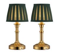 CXYWBD Cordless Portable Table Lamp, Battery Powered, Stepless Dimming, Dining Room, Bedroom (Bronze + Green 2-Pack) Suitable for bedrooms, Living Rooms, Offices, Book