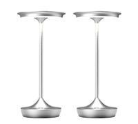CXYWBD Cordless Rechargeable Portable Table Lamp, Waterproof Stepless Dimming, Outdoor/Restaurant/Garden, Silver 2-Pack Suitable for bedrooms, Living Rooms, Offices, Book