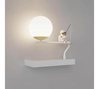 CXYWBD Creative Children's Room Lamp Resin Astronaut Mount Lights Metal Light 3000K Warm White Nordic Aluminum Lighting Glass Lampshade Fitting Wall SC(WH
