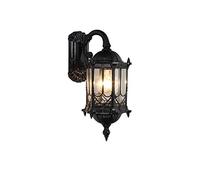 CXYWBD E27 Traditional Upside Down Lighting Fixture European Classical Waterproof Lamp Outdoor Patio Aluminum Metal Glass Wall Light External Garden,Noir
