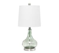 CXYWBD Elegant Designs LT3326-SGE 23.25" Colored Dimpled Glass Endtable Bedside Table Desk Lamp with White Fabric Shade, Green/Gray Sage Suitable for bedrooms, Living Rooms, Offices, Book(Sage Green)