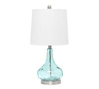 CXYWBD Elegant Designs LT3326-SGE 23.25" Colored Dimpled Glass Endtable Bedside Table Desk Lamp with White Fabric Shade, Green/Gray Sage Suitable for bedrooms, Living Rooms, Offices, Book(Blue)