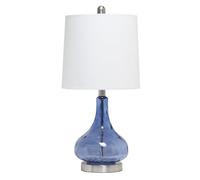 CXYWBD Elegant Designs LT3326-SGE 23.25" Colored Dimpled Glass Endtable Bedside Table Desk Lamp with White Fabric Shade, Green/Gray Sage Suitable for bedrooms, Living Rooms, Offices, Book(Dark Blue)