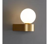 CXYWBD European Indoor Brass Art Mount Light Fixtures Minimalist Creative Style Gold/Black White Spherical Glass Lamp Shade Wall Sconces,B-Dark2