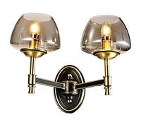 CXYWBD Fashion Bedroom Bedside Lamp Postmodern Luxury Light Smoke Gray Full Copper TV Background Wall Classic Exquisite Elegant Living Room Study Suction,2-Lights