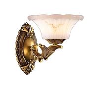 CXYWBD Fashion Bedroom Bedside Retro Traditional Light French Copper Crystal Wall Lamp Glass Shade Classical Luxury House Villa Decorative Lighting Corridor,