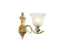 CXYWBD Fashion European Style Full Copper Ceramic Decorative Lamp Wall-Mounted Multi-Function TV Backdrop Wall Light Romantic and Warm Bedroom Bedside Suction,Single Head