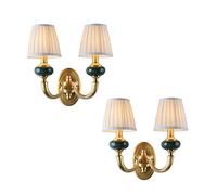 CXYWBD Fashion Nordic Aisle Corridor Sconces Bedroom Bedside Single Double E14 Living Room Wall Decoration Lamp Ceramic Copper,Double Head-2 Packs