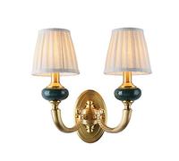 CXYWBD Fashion Nordic Aisle Corridor Sconces Bedroom Bedside Single Double E14 Living Room Wall Decoration Lamp Ceramic Copper,Double Head-1 Pack