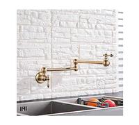 CXYWBD Folding Kitchen Faucet with Single Cold Water ° Swivel Brushed Gold Pot Filler Faucet Single Hole Wall Mounted Kitchen Sink Tap