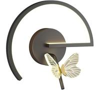 CXYWBD Geometric Sconces Iron Butterfly ARC Shape Indoor 12W Warm Light Semi-Flush Mount Fixture Lighting Wall Lamp for Living Room Bedroom Restaurant Black Art