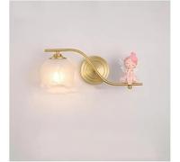 CXYWBD Girl Princess Style Iron Art Glass Resin Wall Lamp Romantic Home Decor Living Room Aisle Hallway Sconces Kids Night(Copper Right)