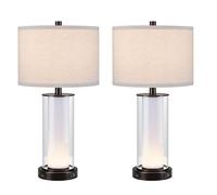CXYWBD Glass Lamp Set with USB Port, 2 Included, Bedroom Room Side Table Entryway, Black, Suitable for bedrooms, Living Rooms, Offices, Book