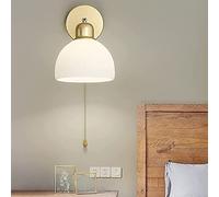 CXYWBD Glass Lanterns 180° Up and Down Rotated Wall Pull Cord Study Room Reading Light Minimalist Bedroom Bedside Lamp Indoor Decorative,