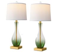 CXYWBD Glass Touch Table Lamp Set of 2, 3-Way Dimmable with Charging Port Room Nightstand, Included Suitable for bedrooms, Living Rooms, Offices, Book(Green)