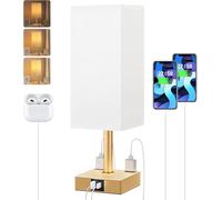 CXYWBD Gold White Touch with Charging Port and Two AC Outlets, Bedroom Room Office Desk Lamp Suitable for bedrooms, Living Rooms, Offices, Book