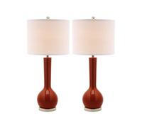 CXYWBD Inch Ceramic Table Pack with Bedroom Room Home Office Desk Bedside Counter Lamp Suitable for bedrooms, Living Rooms, Offices, Book(Orange Set of 2)