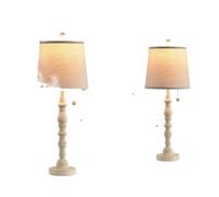 CXYWBD Inch Farmhouse Table Lamp Set of 2 with Fabric Shade Bedside Reading Room Bedroom Night Light Suitable for bedrooms, Living Rooms, Offices, Book(White)