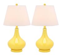 CXYWBD Inch Gourd Glass Table Pack with Bedroom Room Home Office Desk Bedside Counter Lamp Suitable for bedrooms, Living Rooms, Offices, Book(Yellow Set of 2)